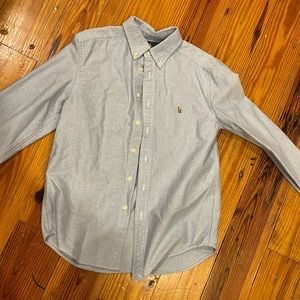 RALPH LAUREN POLO BOYD MEDIUM 10-12 BLUE OXFORD LONG SLEEVE BUTTON DOWN